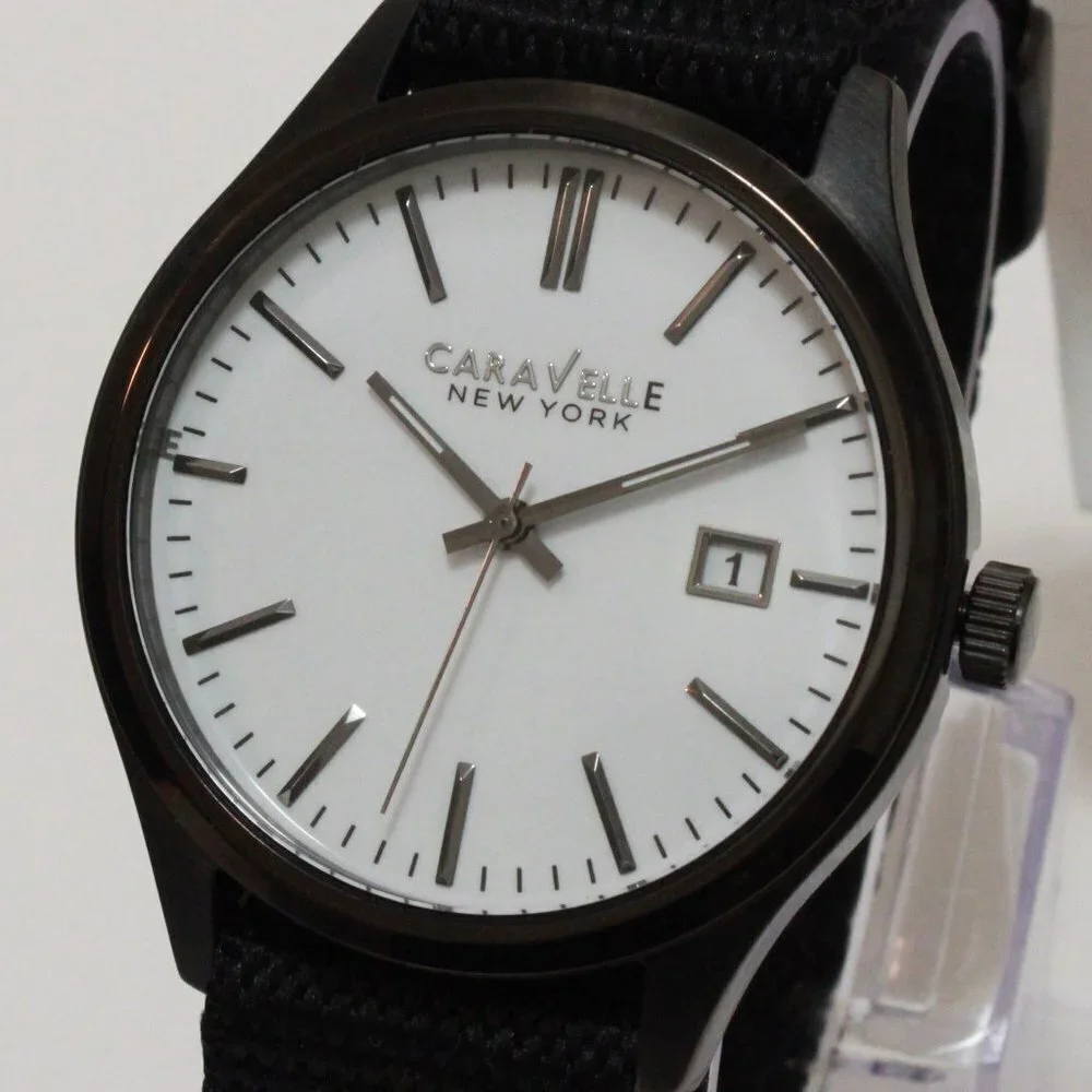 Caravelle Men's Quartz Field Watch By Bulova Black NATO Strap Black Case 41mm